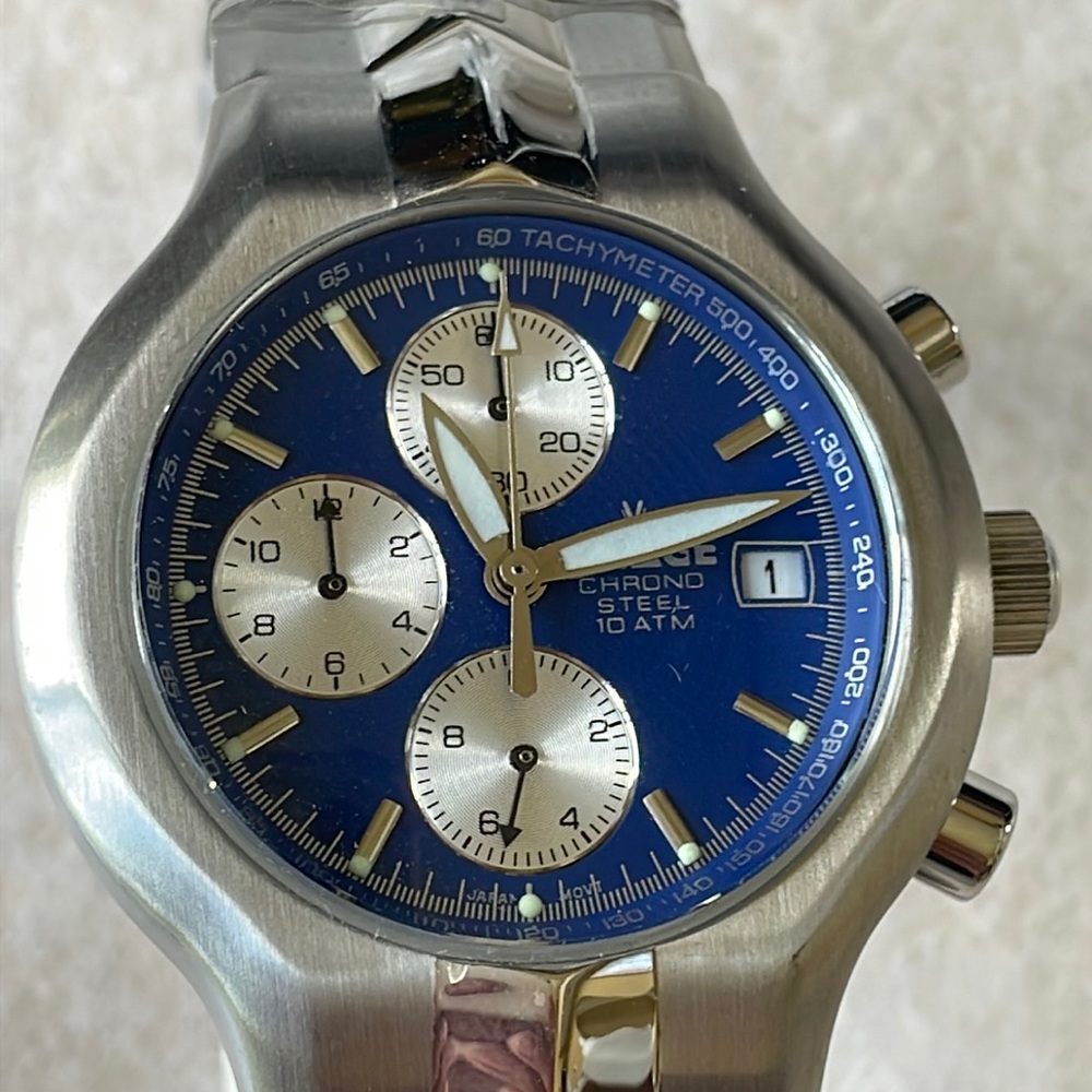 Visage men battery water resistant 10ATM chronograph stainless steel w/day